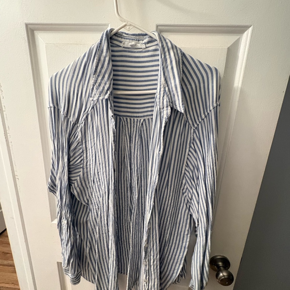 Blue and White Striped Shirt